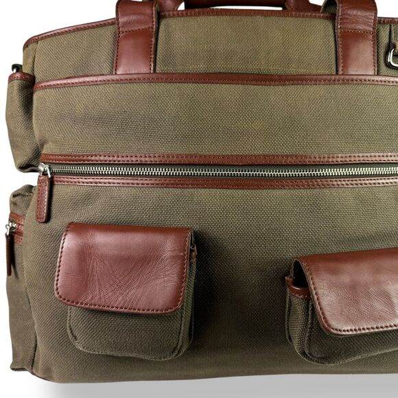 Levenger Vintage 90s Adventurer Brief Heavy Duty Canvas Leather Travel Bag 20” - Picture 13 of 16
